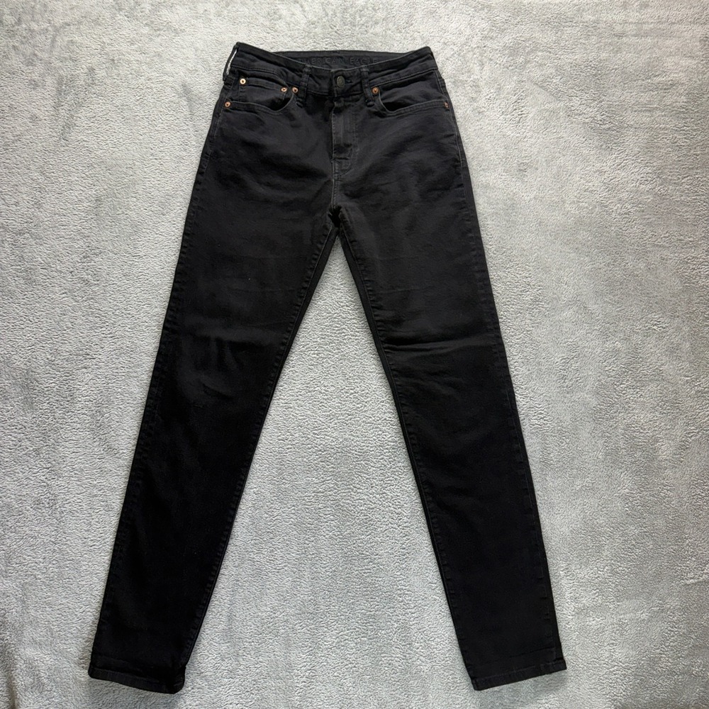 American Eagle Jeans Mens 30X34 Black Athletic Skinny Mid Rise Stretch Denim - Picture 1 of 15